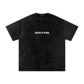 JESUS IS KING Embroidered  - Oversized Cotton T-Shirt