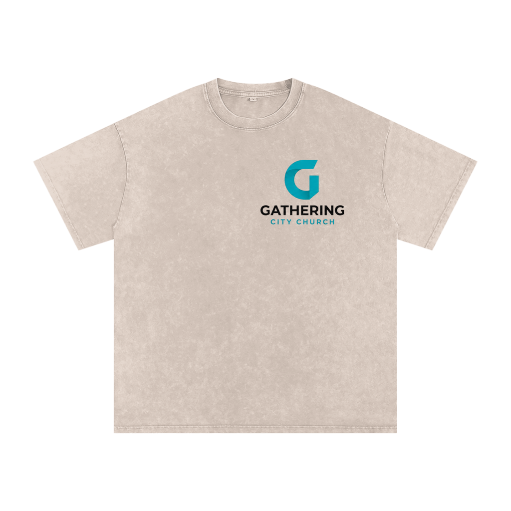 Gathering City What A God - Snow Washed Oversized Cotton T-Shirt