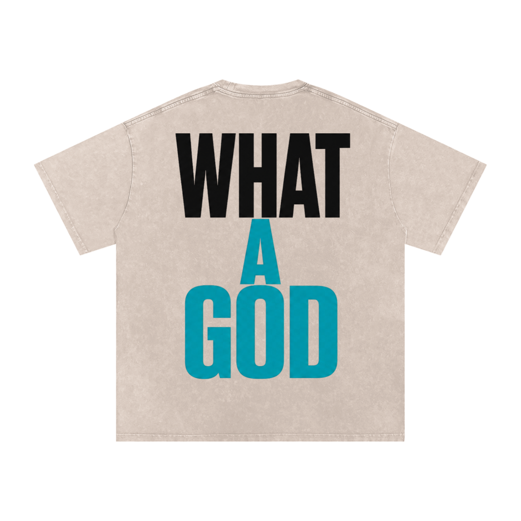 Gathering City What A God - Snow Washed Oversized Cotton T-Shirt