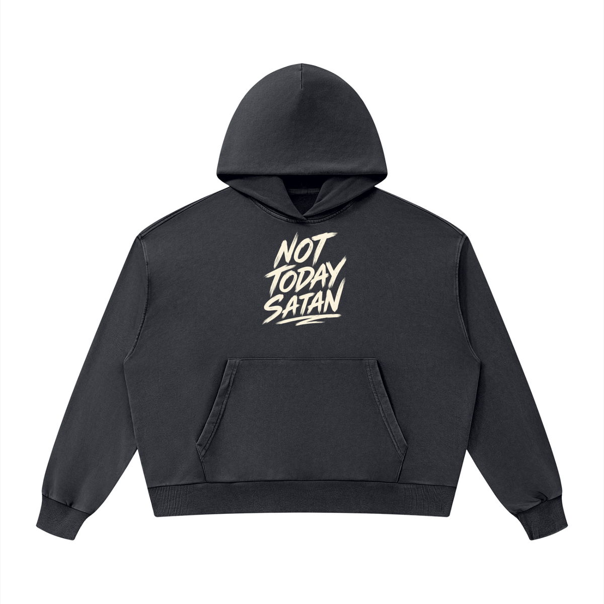Not Today Satan - Unisex Mineral Wash Boxy Hoodie