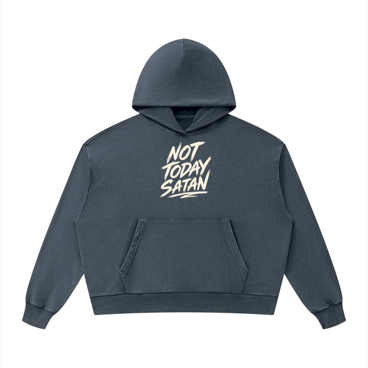 Not Today Satan - Unisex Mineral Wash Boxy Hoodie