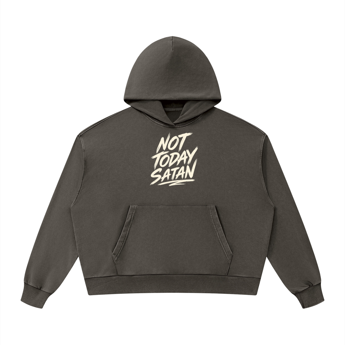 Not Today Satan - Unisex Mineral Wash Boxy Hoodie